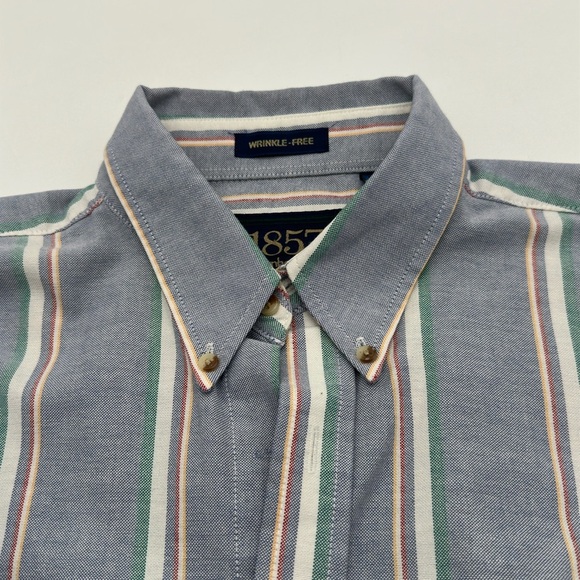 Manhattan 1857 button up shirt Men’s Large wrinkle free - Picture 5 of 10